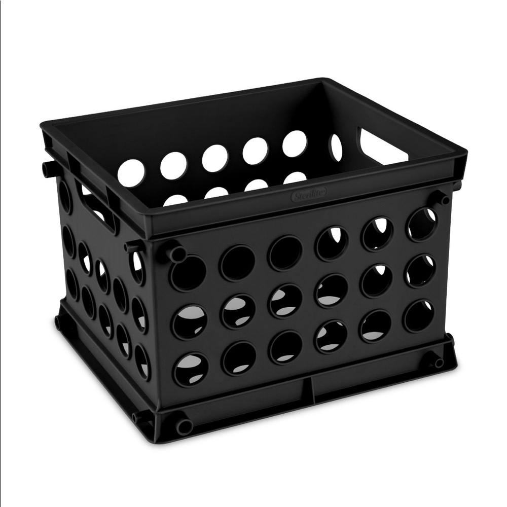 Sterilite Black Plastic Mini Crate NWT